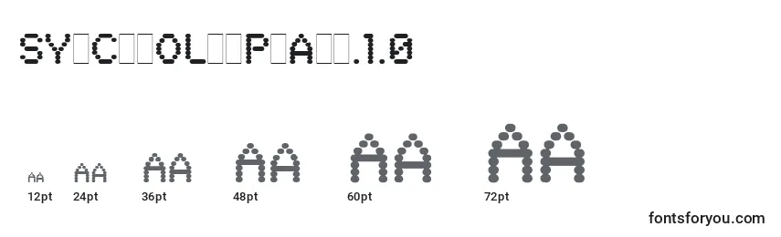 Размеры шрифта SynchroLetPlain.1.0