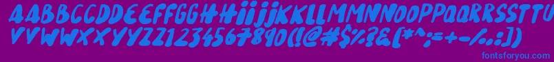 SnowySkiesItalic-fontti – siniset fontit violetilla taustalla