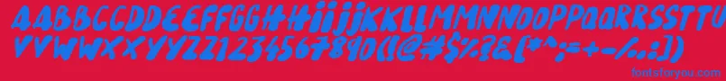 Fonte SnowySkiesItalic – fontes azuis em um fundo vermelho