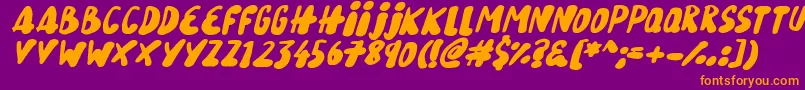 SnowySkiesItalic Font – Orange Fonts on Purple Background