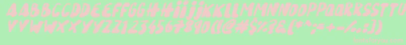 Fonte SnowySkiesItalic – fontes rosa em um fundo verde