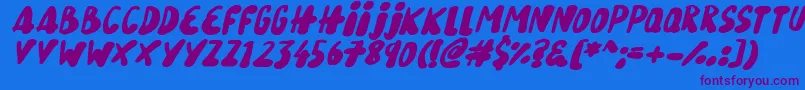フォントSnowySkiesItalic – 紫色のフォント、青い背景