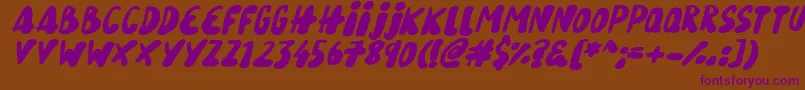 SnowySkiesItalic Font – Purple Fonts on Brown Background