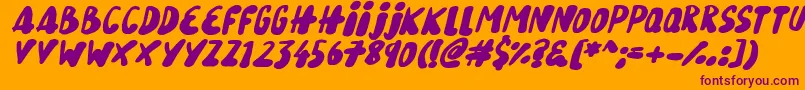 SnowySkiesItalic-fontti – violetit fontit oranssilla taustalla