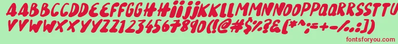 Czcionka SnowySkiesItalic – czerwone czcionki na zielonym tle