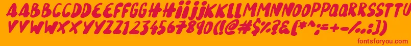 SnowySkiesItalic Font – Red Fonts on Orange Background