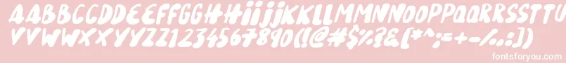 SnowySkiesItalic-Schriftart – Weiße Schriften auf rosa Hintergrund