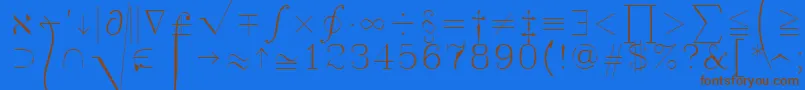 フォントSymath – 茶色の文字が青い背景にあります。