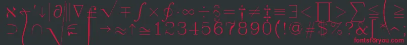 フォントSymath – 黒い背景に赤い文字