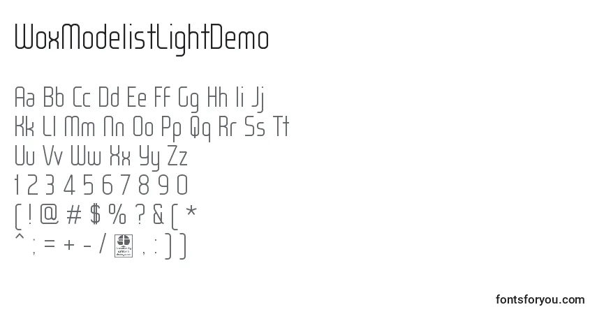 WoxModelistLightDemo Font – alphabet, numbers, special characters