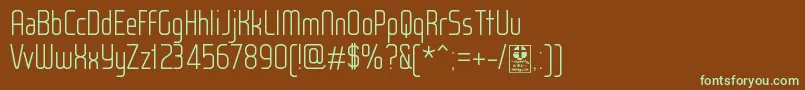 Шрифт WoxModelistLightDemo – зелёные шрифты на коричневом фоне