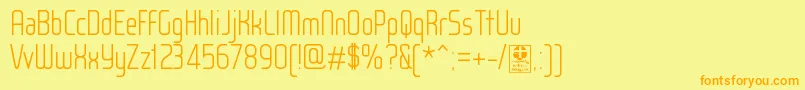 Fonte WoxModelistLightDemo – fontes laranjas em um fundo amarelo