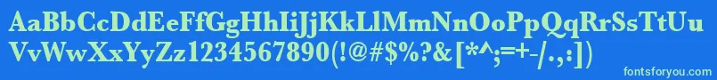 Urwbaskertextbolextnar-Schriftart – Grüne Schriften auf blauem Hintergrund