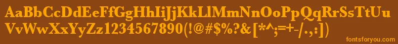 フォントUrwbaskertextbolextnar – オレンジ色の文字が茶色の背景にあります。