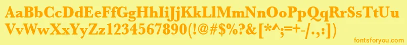 Urwbaskertextbolextnar-Schriftart – Orangefarbene Schriften auf gelbem Hintergrund