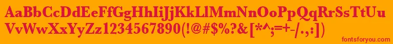 Urwbaskertextbolextnar-Schriftart – Rote Schriften auf orangefarbenem Hintergrund
