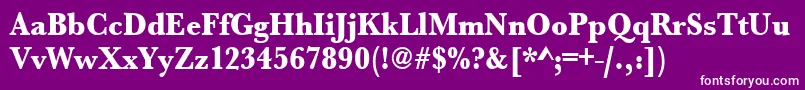 Urwbaskertextbolextnar-fontti – valkoiset fontit violetilla taustalla