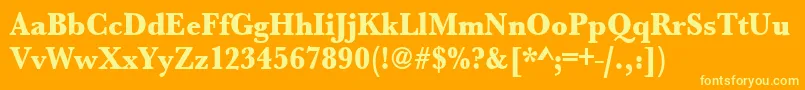 フォントUrwbaskertextbolextnar – オレンジの背景に黄色の文字