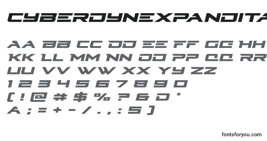 Schriftart Cyberdynexpandital – Alphabet, Zahlen, spezielle Symbole