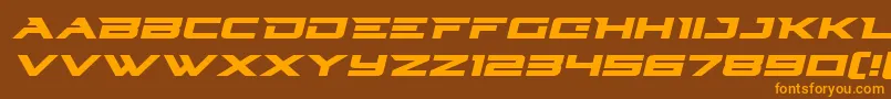 Fonte Cyberdynexpandital – fontes laranjas em um fundo marrom