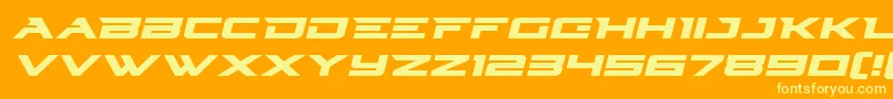 Cyberdynexpandital-Schriftart – Gelbe Schriften auf orangefarbenem Hintergrund