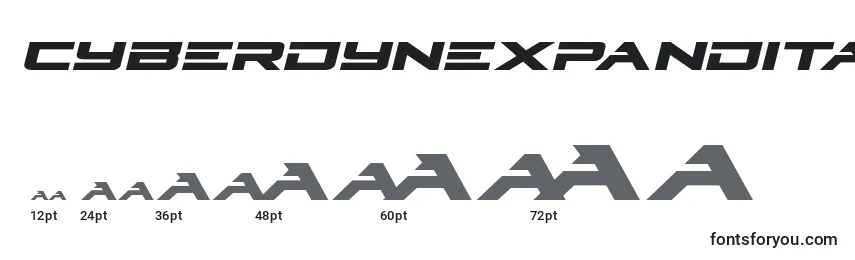 Cyberdynexpandital Font Sizes