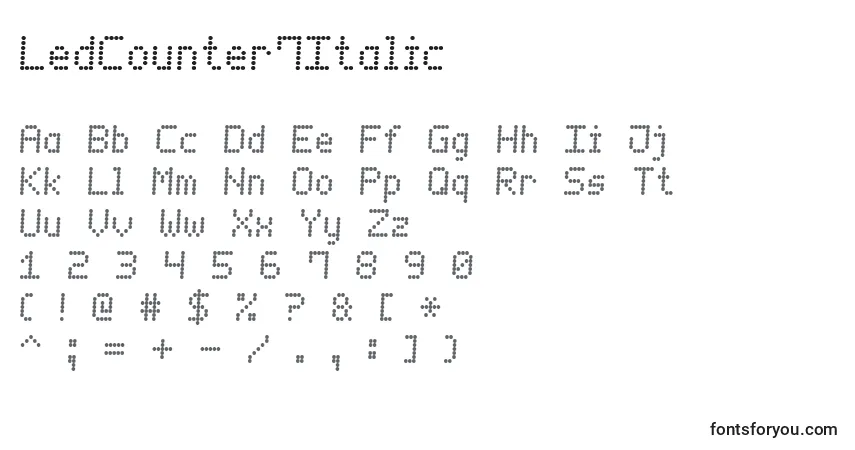 Schriftart LedCounter7Italic – Alphabet, Zahlen, spezielle Symbole