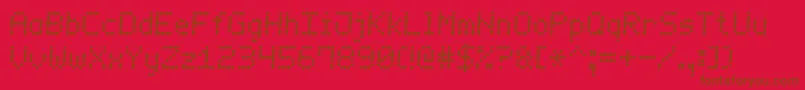 LedCounter7Italic-Schriftart – Braune Schriften auf rotem Hintergrund