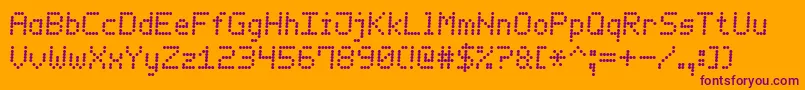 LedCounter7Italic-fontti – violetit fontit oranssilla taustalla