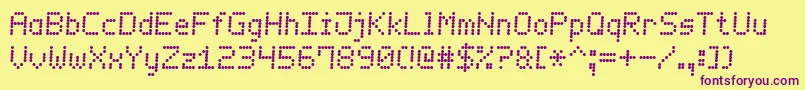 LedCounter7Italic Font – Purple Fonts on Yellow Background