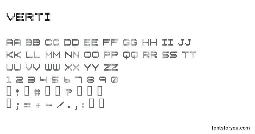 Fuente Verti - alfabeto, números, caracteres especiales