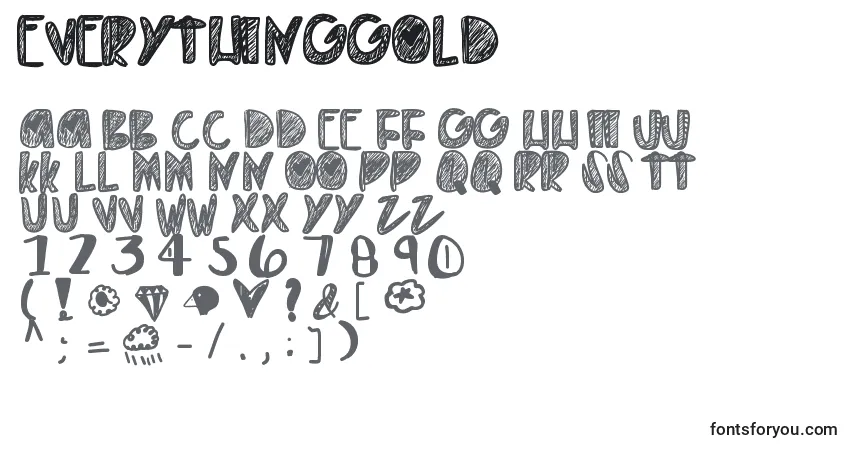 A fonte Everythinggold – alfabeto, números, caracteres especiais