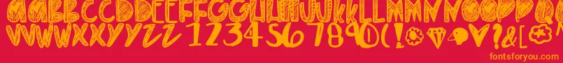 フォントEverythinggold – 赤い背景にオレンジの文字