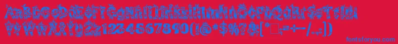 KingthingsAnnex-Schriftart – Blaue Schriften auf rotem Hintergrund