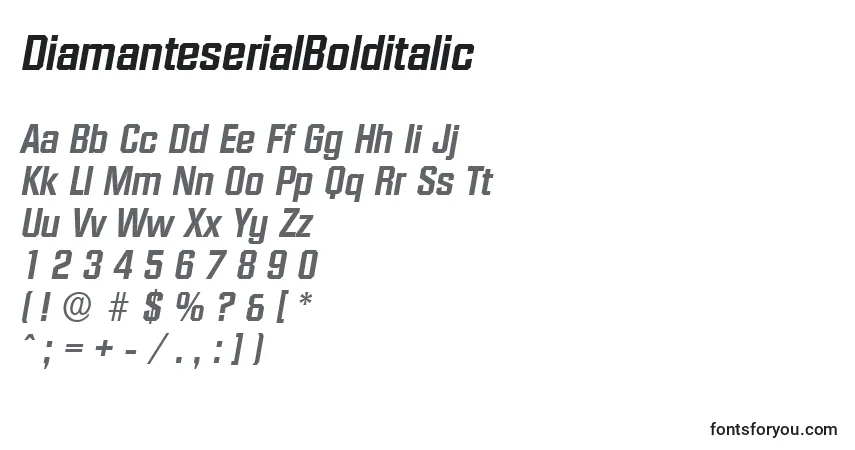 A fonte DiamanteserialBolditalic – alfabeto, números, caracteres especiais