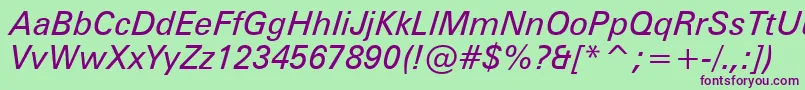 Zurichi Font – Purple Fonts on Green Background