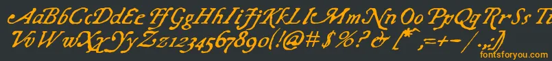 ChapbookItalic-Schriftart – Orangefarbene Schriften auf schwarzem Hintergrund