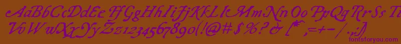 ChapbookItalic Font – Purple Fonts on Brown Background