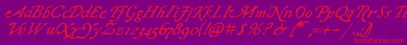 ChapbookItalic-Schriftart – Rote Schriften auf violettem Hintergrund