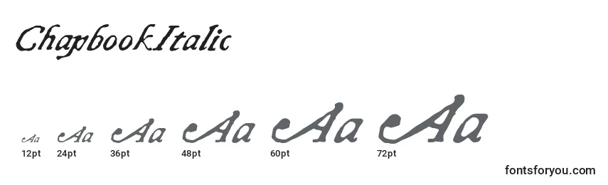 Размеры шрифта ChapbookItalic