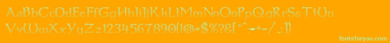 Fonte Dum1cup – fontes verdes em um fundo laranja