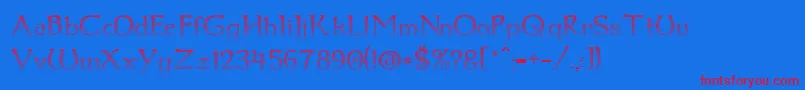 Dum1cup-Schriftart – Rote Schriften auf blauem Hintergrund