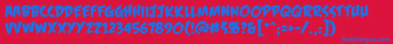 FofbbReg-Schriftart – Blaue Schriften auf rotem Hintergrund