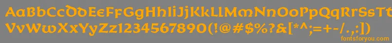 フォントKoriganItcBold – オレンジの文字は灰色の背景にあります。