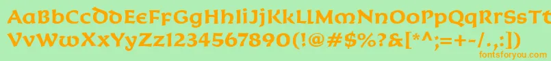 Police KoriganItcBold – polices orange sur fond vert