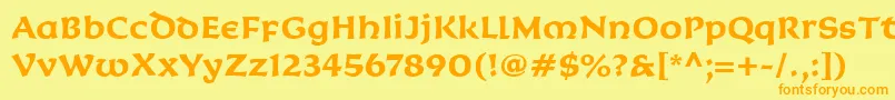 フォントKoriganItcBold – オレンジの文字が黄色の背景にあります。