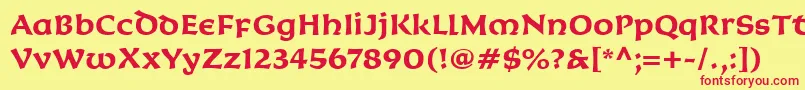 KoriganItcBold Font – Red Fonts on Yellow Background