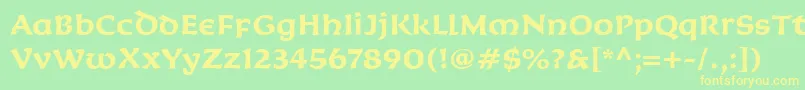 フォントKoriganItcBold – 黄色の文字が緑の背景にあります