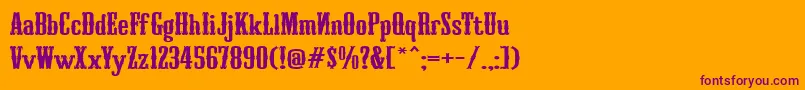 Turandot-Schriftart – Violette Schriften auf orangefarbenem Hintergrund