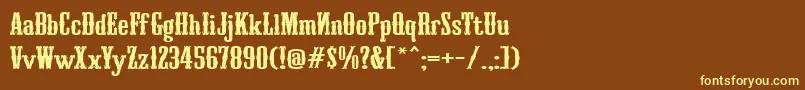 Turandot-fontti – keltaiset fontit ruskealla taustalla